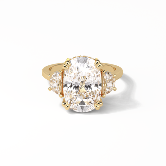 Cushion Three Stones Lab Grown Diamond Engagement Ring