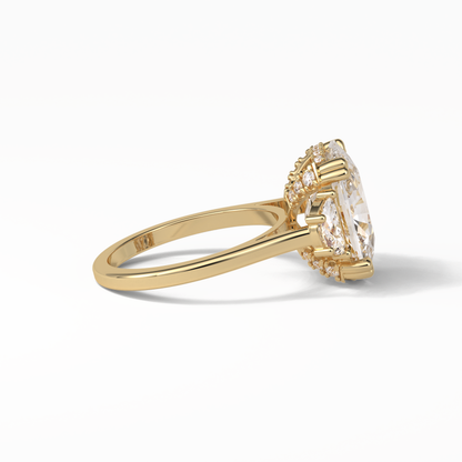 Cushion Three Stones Lab Grown Diamond Engagement Ring