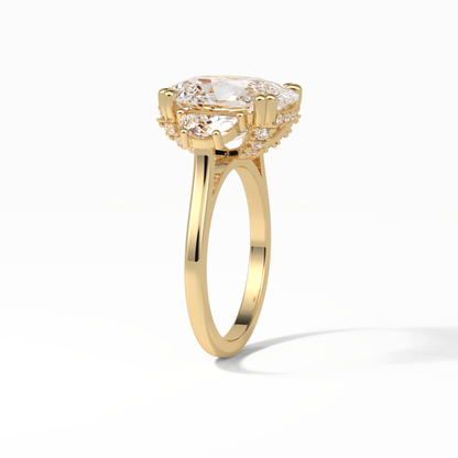 Cushion Three Stones Lab Grown Diamond Engagement Ring