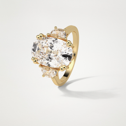 Cushion Three Stones Lab Grown Diamond Engagement Ring