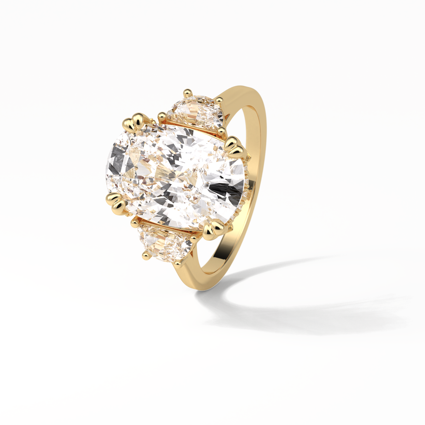 Cushion Three Stones Lab Grown Diamond Engagement Ring