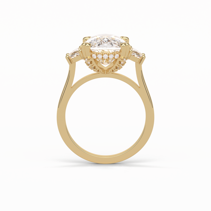 Cushion Three Stones Lab Grown Diamond Engagement Ring