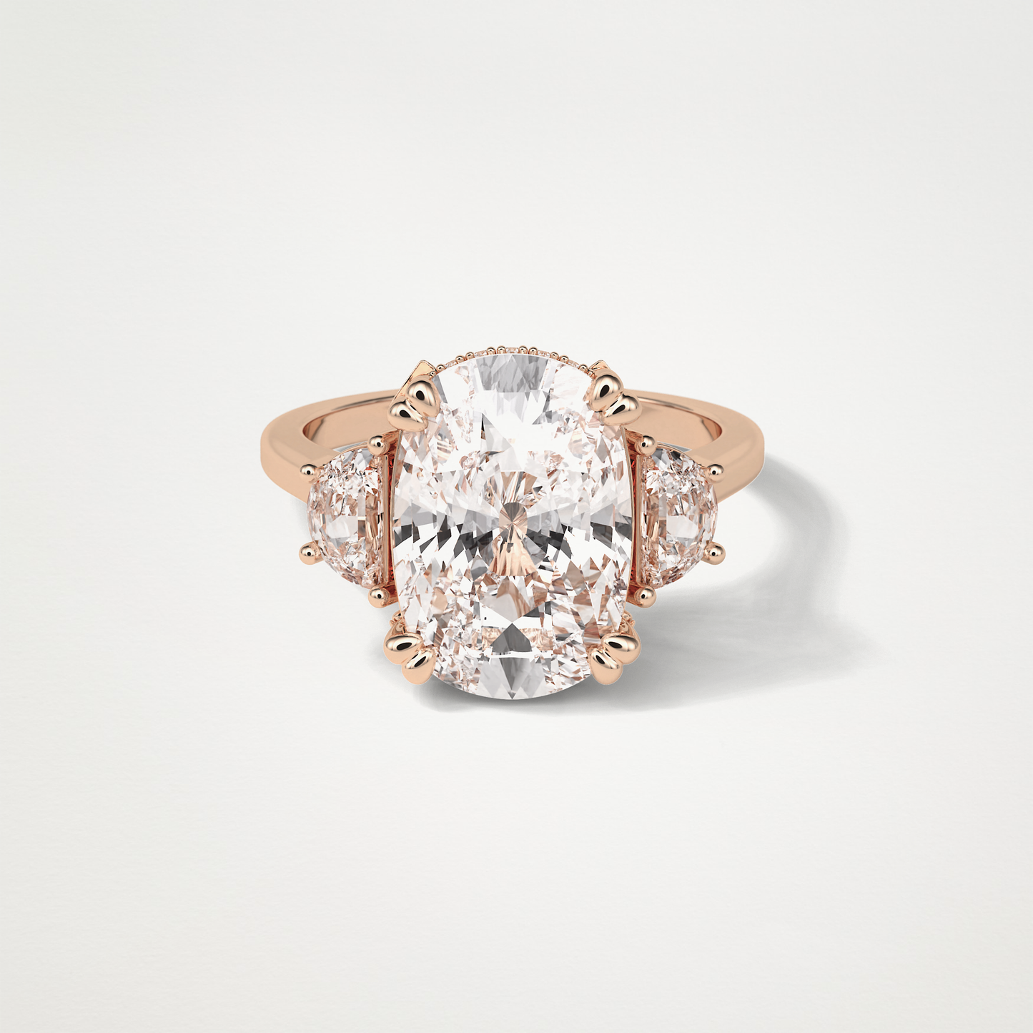 Cushion Three Stones Lab Grown Diamond Engagement Ring
