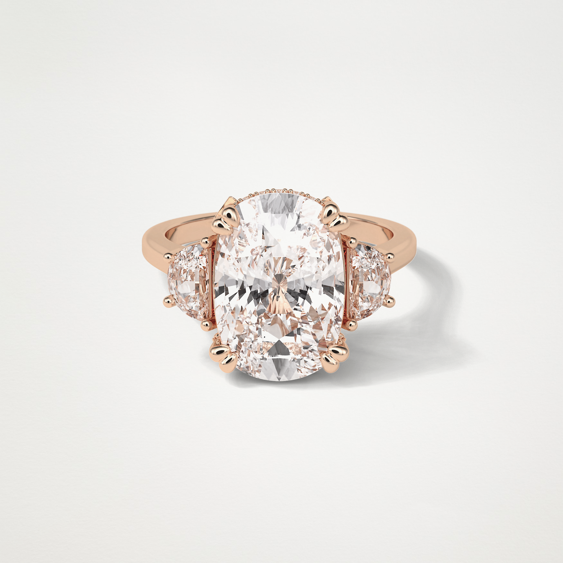 Cushion Three Stones Lab Grown Diamond Engagement Ring