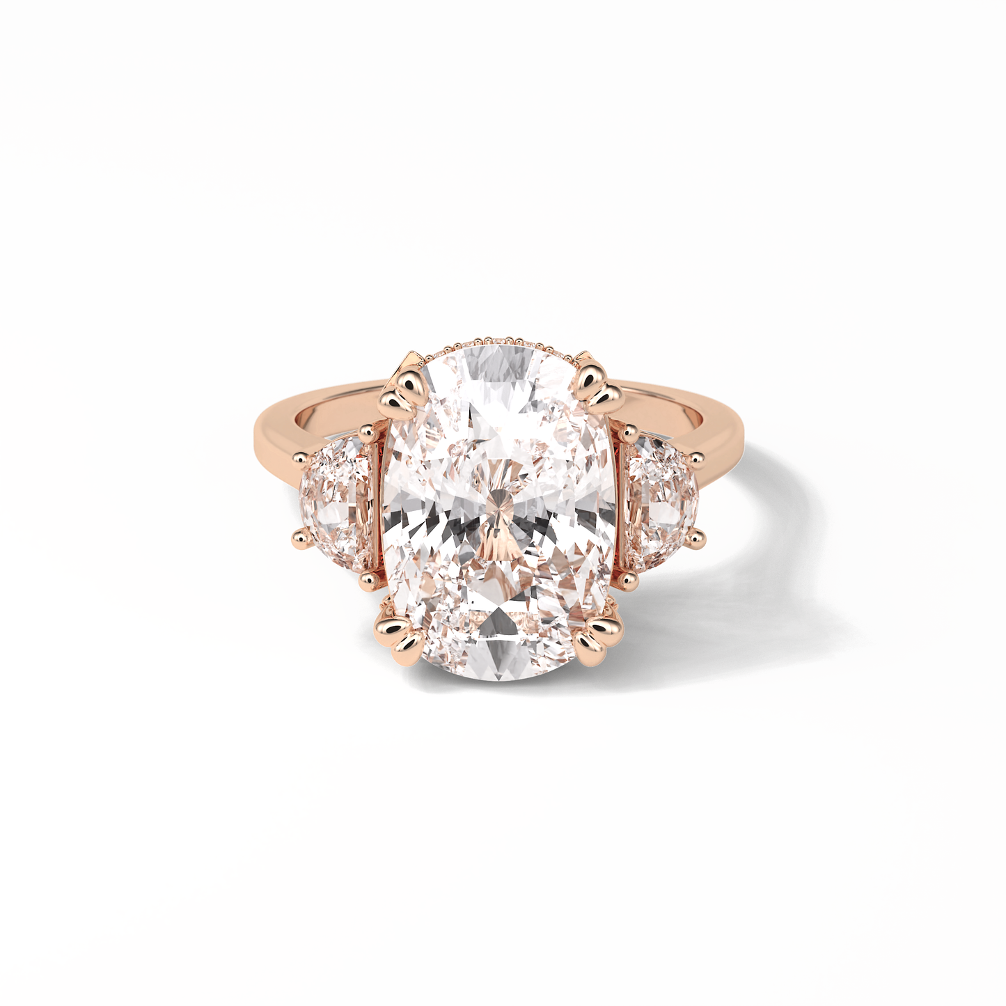 Cushion Three Stones Lab Grown Diamond Engagement Ring