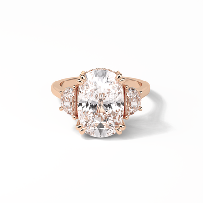 Cushion Three Stones Lab Grown Diamond Engagement Ring