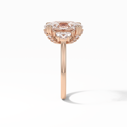 Cushion Three Stones Lab Grown Diamond Engagement Ring
