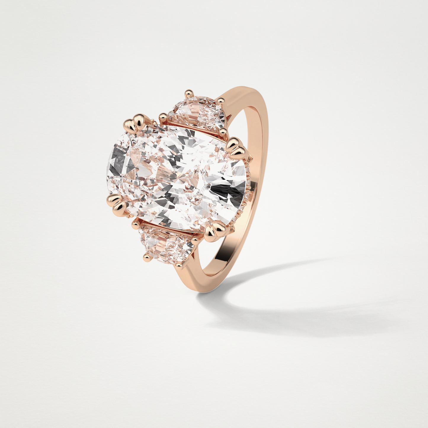 Cushion Three Stones Lab Grown Diamond Engagement Ring
