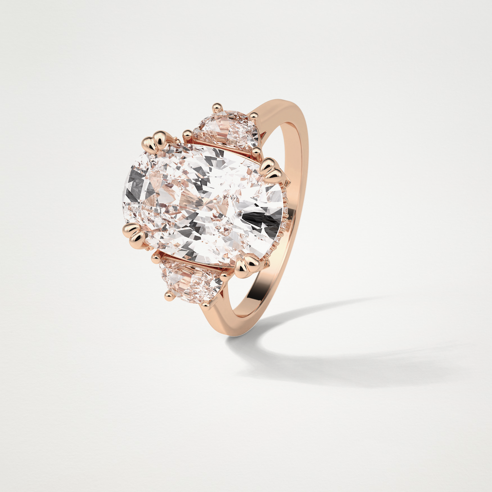 Cushion Three Stones Lab Grown Diamond Engagement Ring