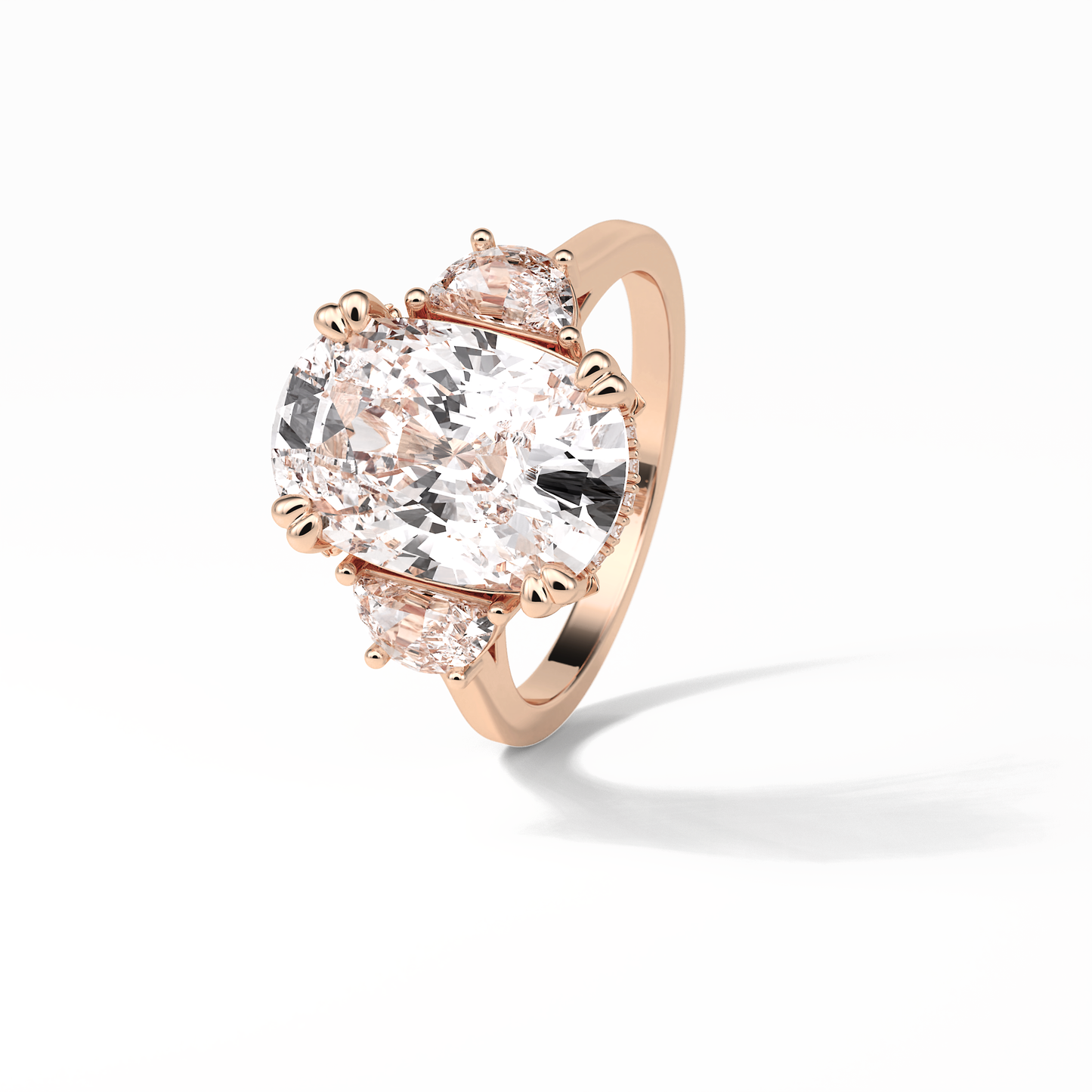 Cushion Three Stones Lab Grown Diamond Engagement Ring