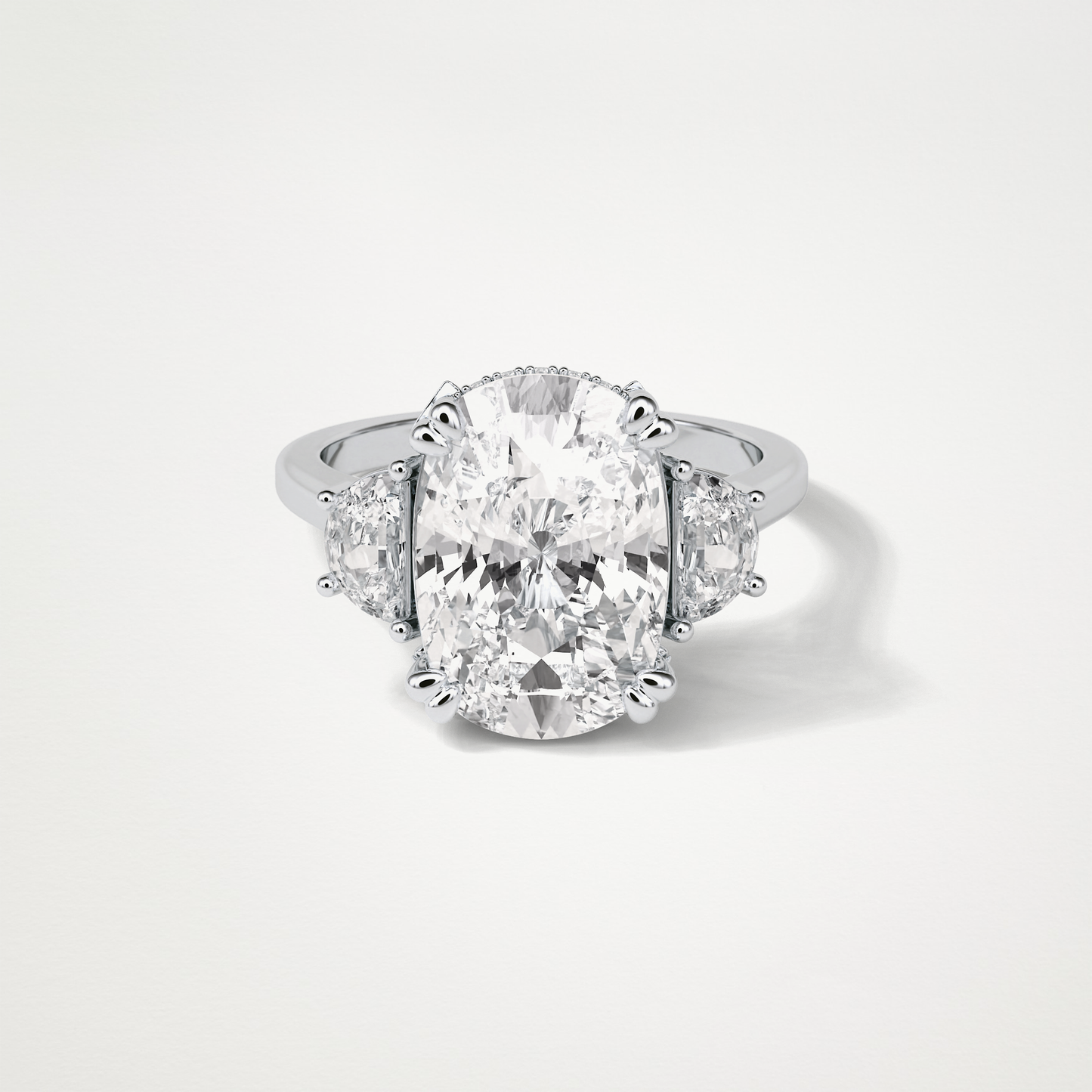 Cushion Three Stones Lab Grown Diamond Engagement Ring
