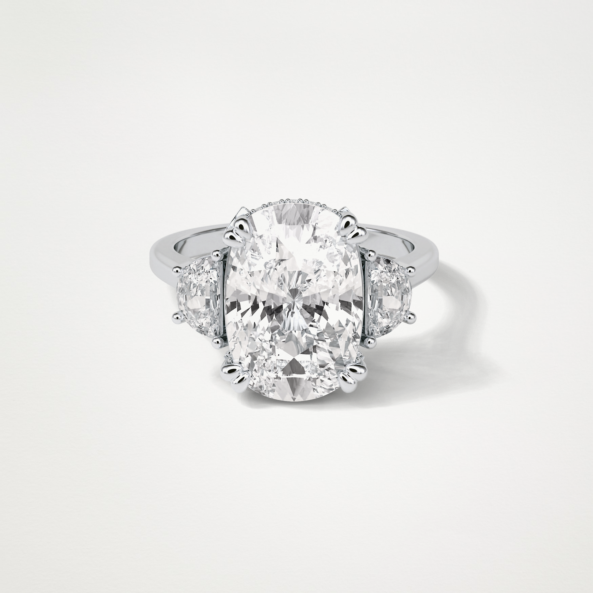 Cushion Three Stones Lab Grown Diamond Engagement Ring