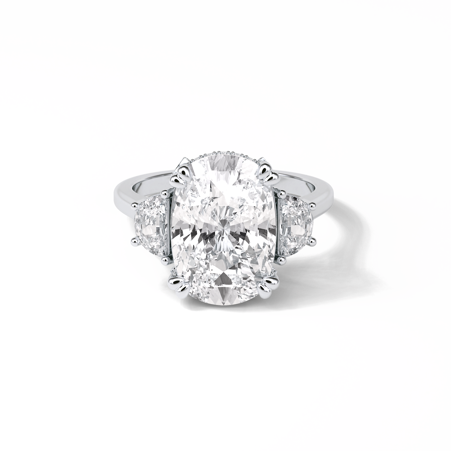 Cushion Three Stones Lab Grown Diamond Engagement Ring