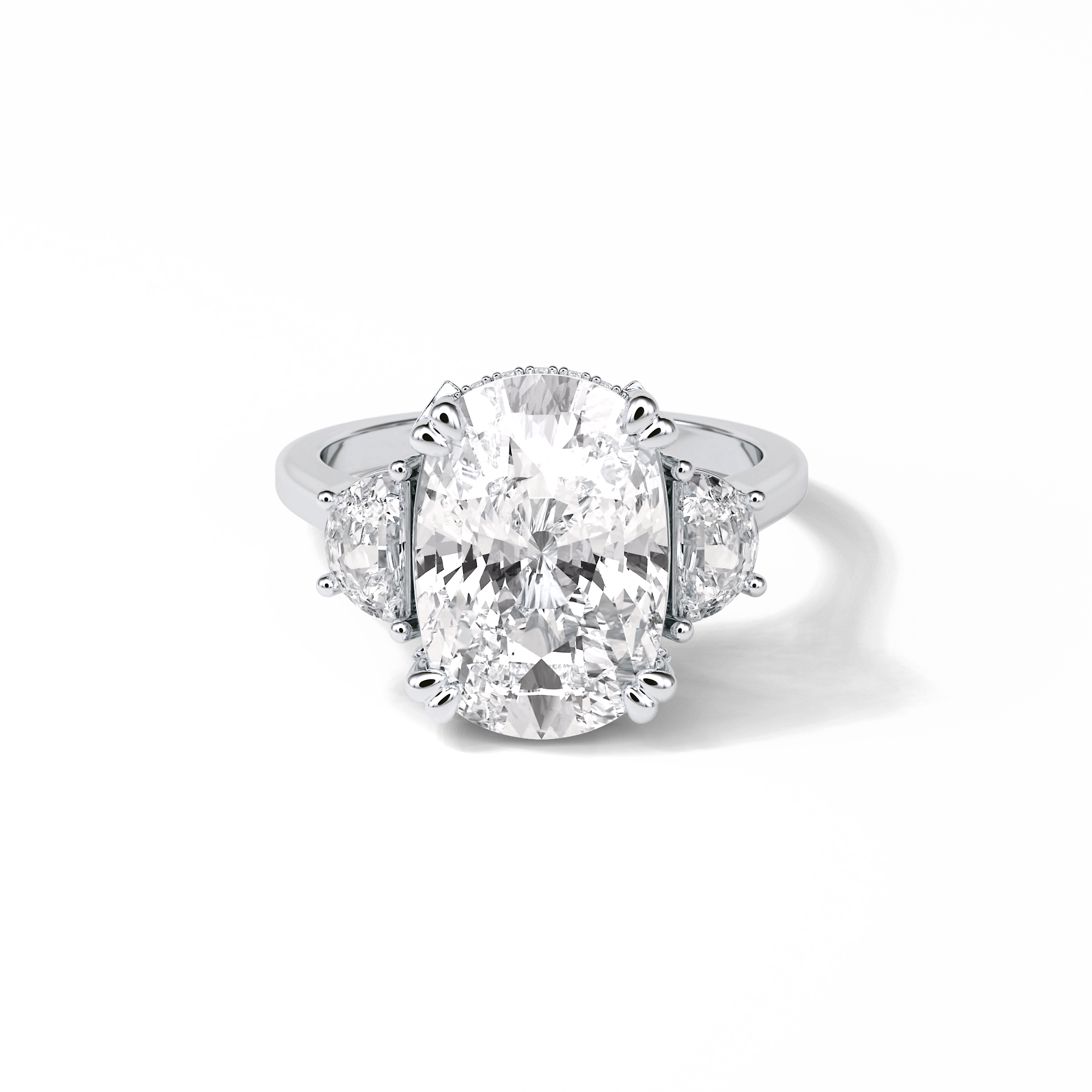 Cushion Three Stones Lab Grown Diamond Engagement Ring