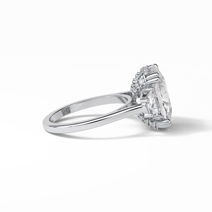 Cushion Three Stones Lab Grown Diamond Engagement Ring