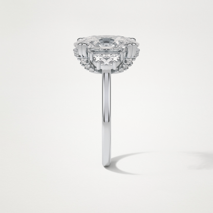 Cushion Three Stones Lab Grown Diamond Engagement Ring
