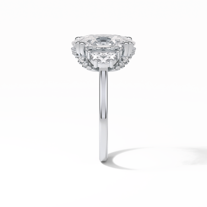 Cushion Three Stones Lab Grown Diamond Engagement Ring