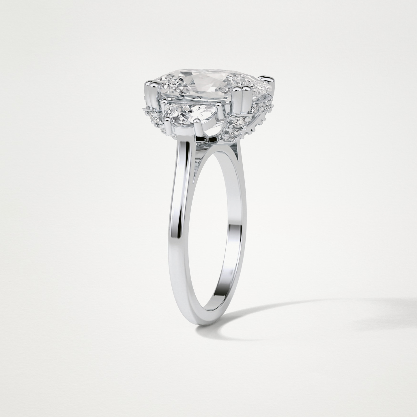 Cushion Three Stones Lab Grown Diamond Engagement Ring