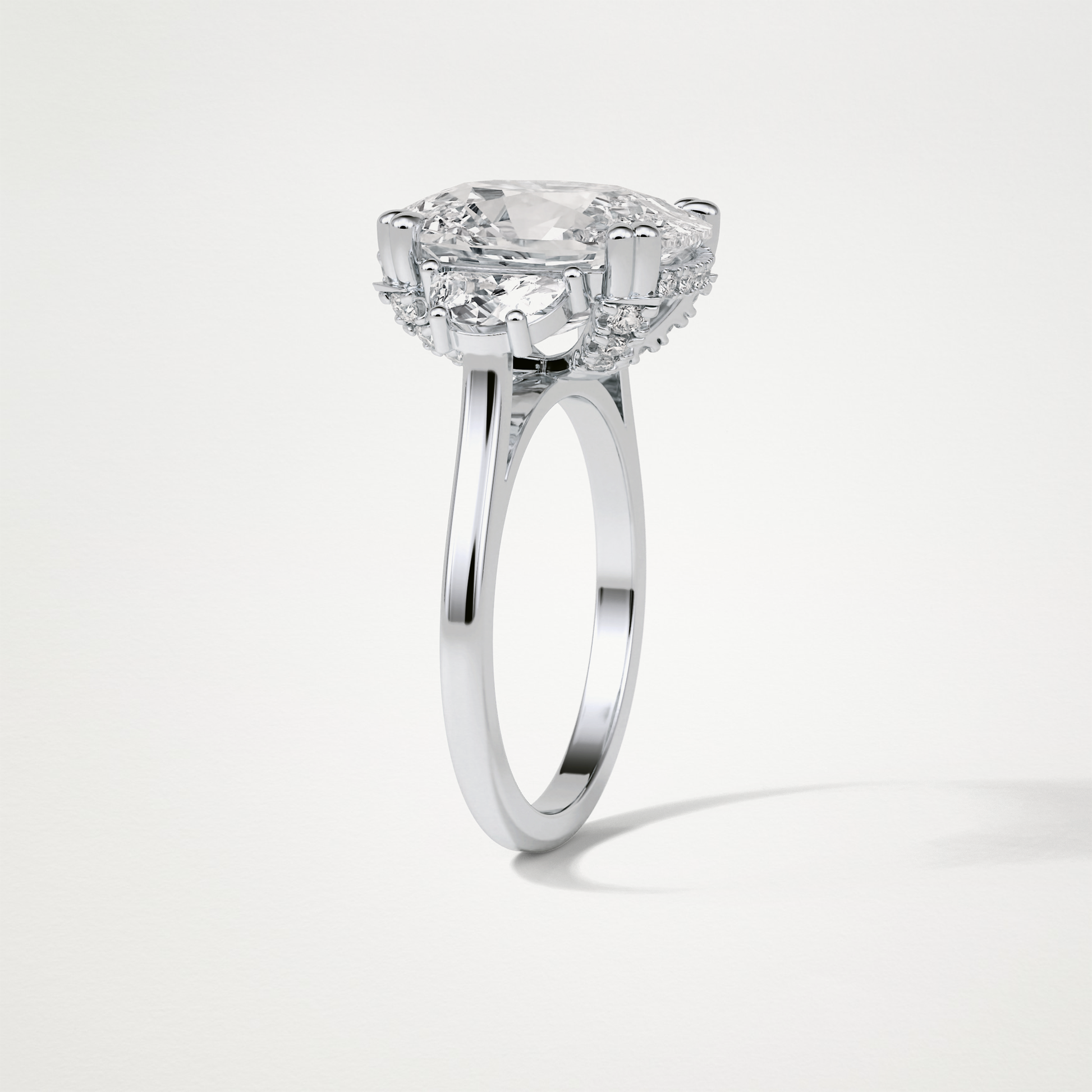 Cushion Three Stones Lab Grown Diamond Engagement Ring