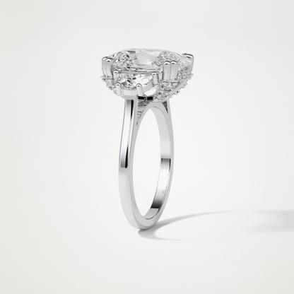 Cushion Three Stones Lab Grown Diamond Engagement Ring