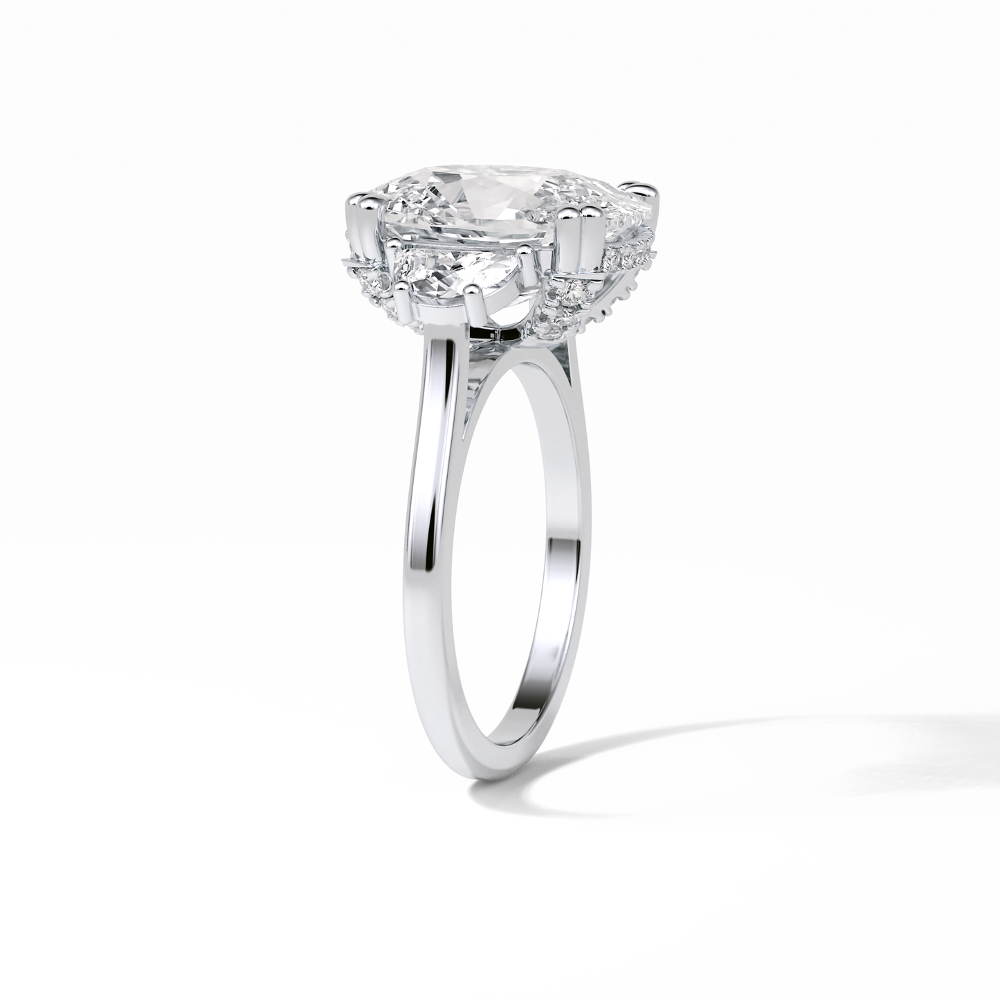 Cushion Three Stones Lab Grown Diamond Engagement Ring