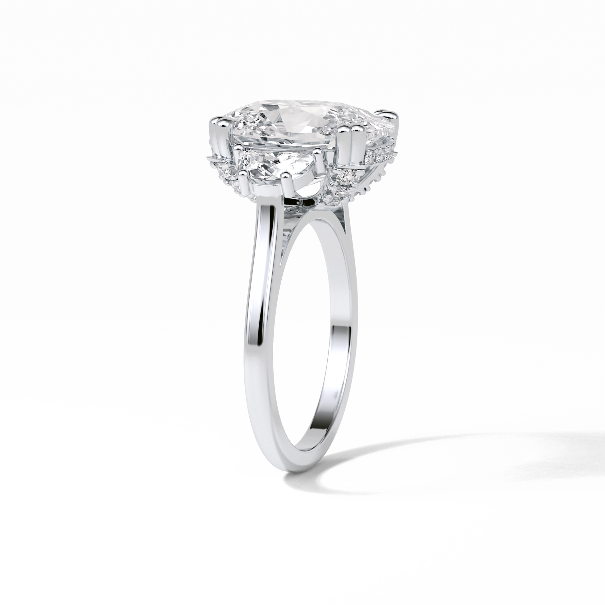 Cushion Three Stones Lab Grown Diamond Engagement Ring
