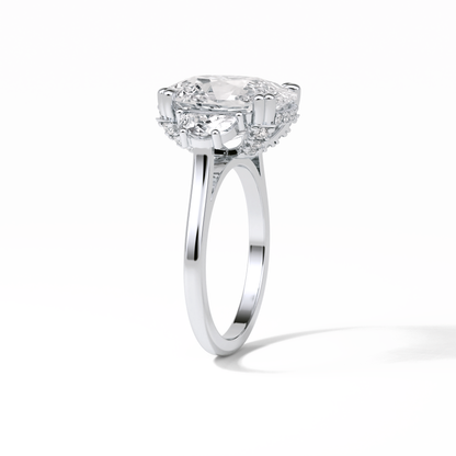 Cushion Three Stones Lab Grown Diamond Engagement Ring