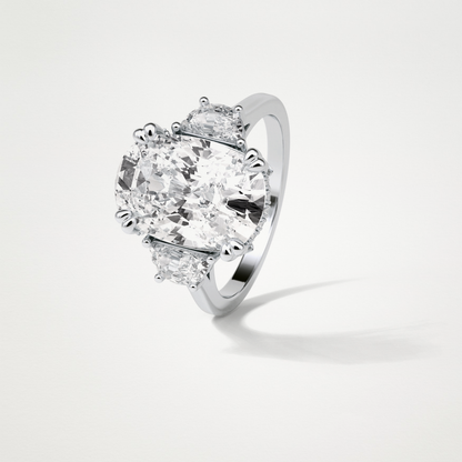 Cushion Three Stones Lab Grown Diamond Engagement Ring