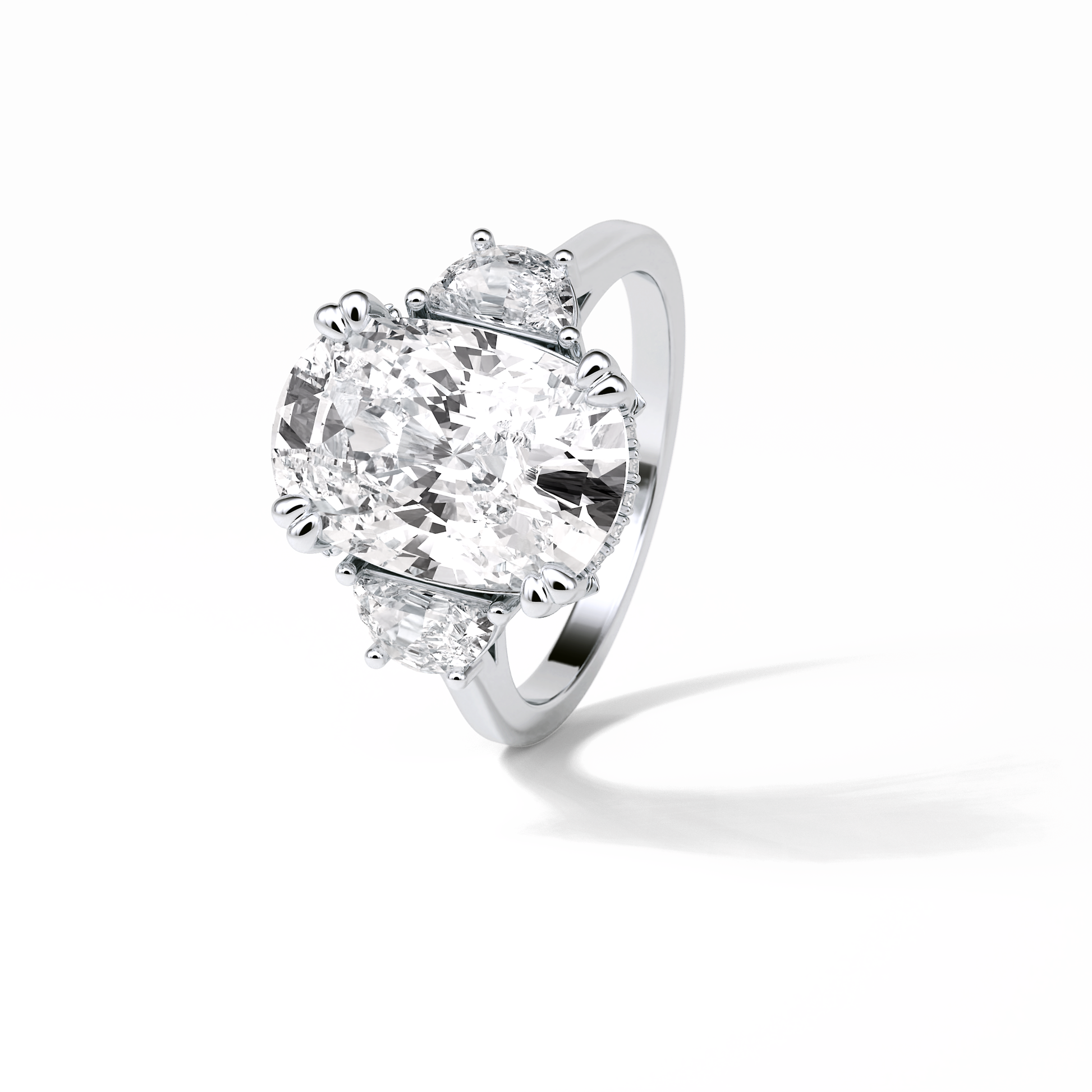 Cushion Three Stones Lab Grown Diamond Engagement Ring