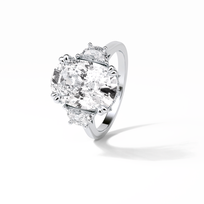 Cushion Three Stones Lab Grown Diamond Engagement Ring
