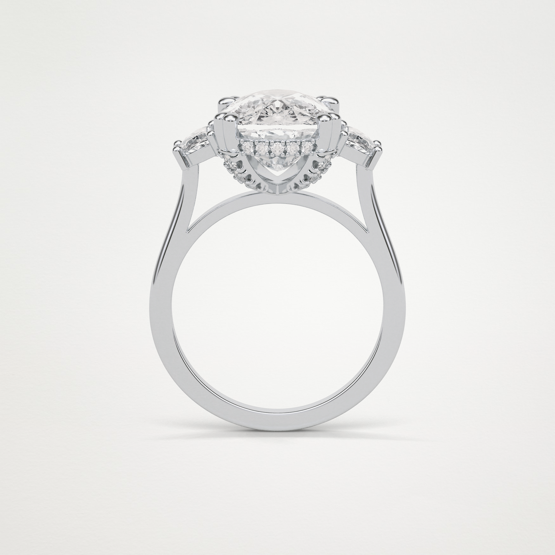 Cushion Three Stones Lab Grown Diamond Engagement Ring