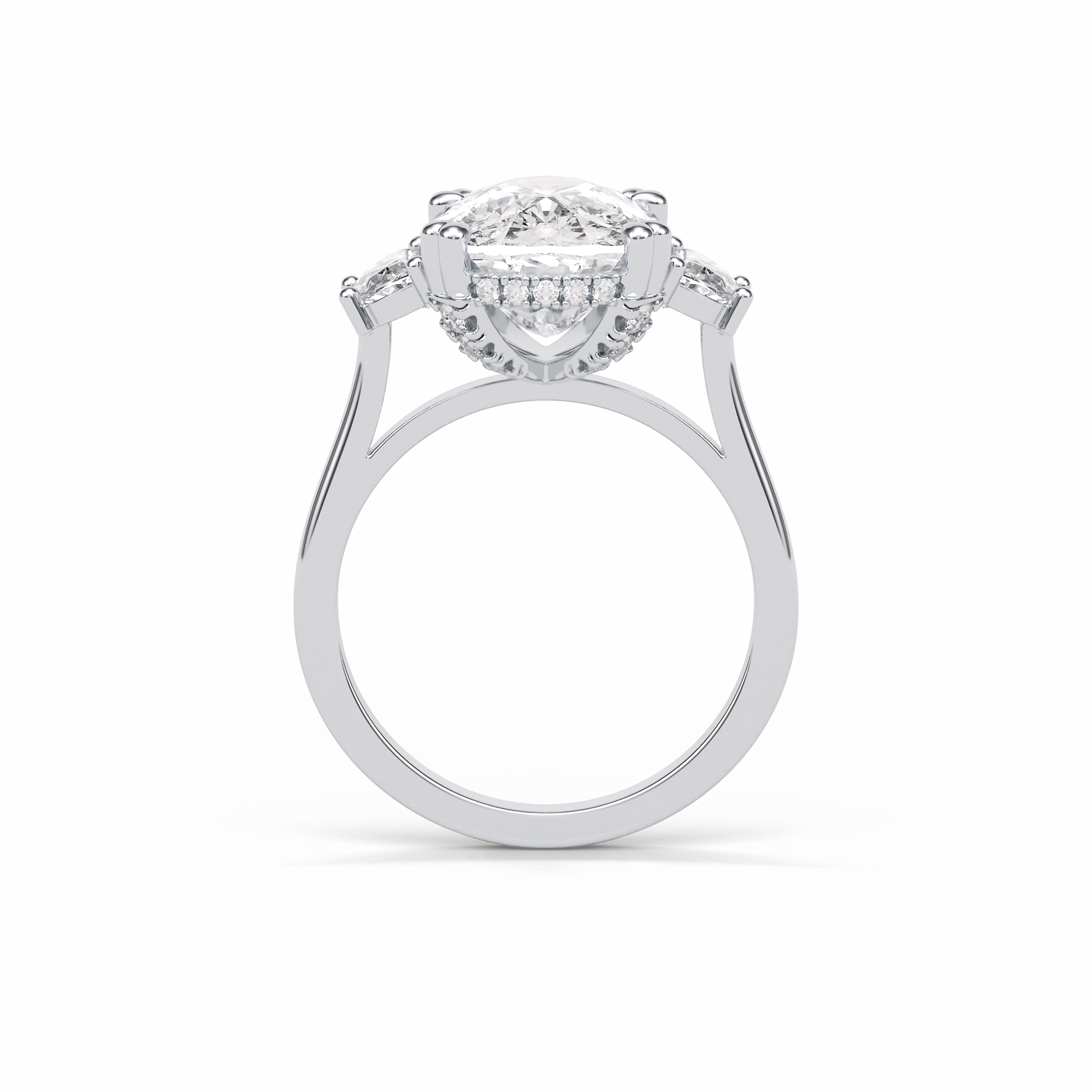 Cushion Three Stones Lab Grown Diamond Engagement Ring