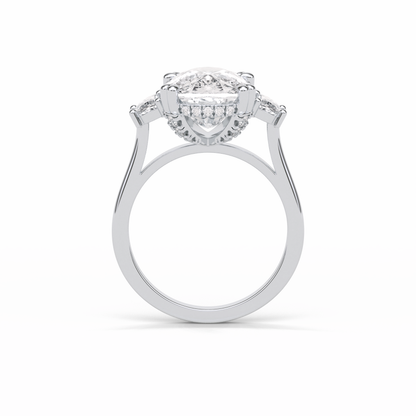 Cushion Three Stones Lab Grown Diamond Engagement Ring
