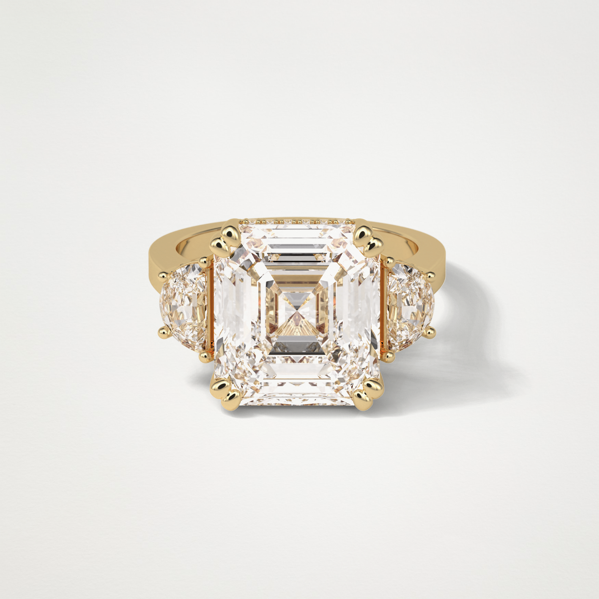 Asscher Three Stones Lab Grown Diamond Engagement Ring
