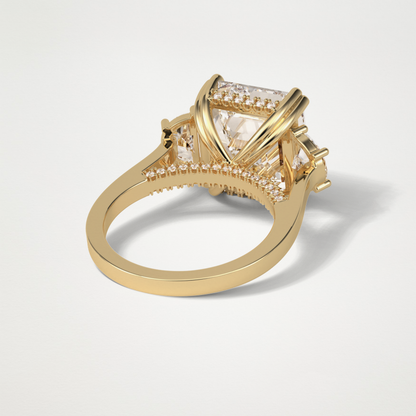 Asscher Three Stones Lab Grown Diamond Engagement Ring