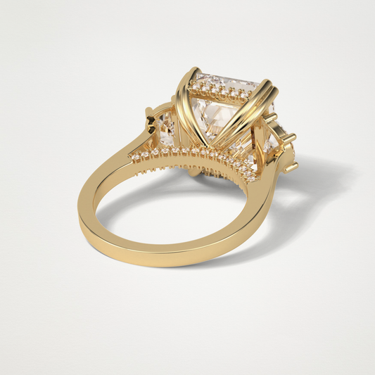 Asscher Three Stones Lab Grown Diamond Engagement Ring