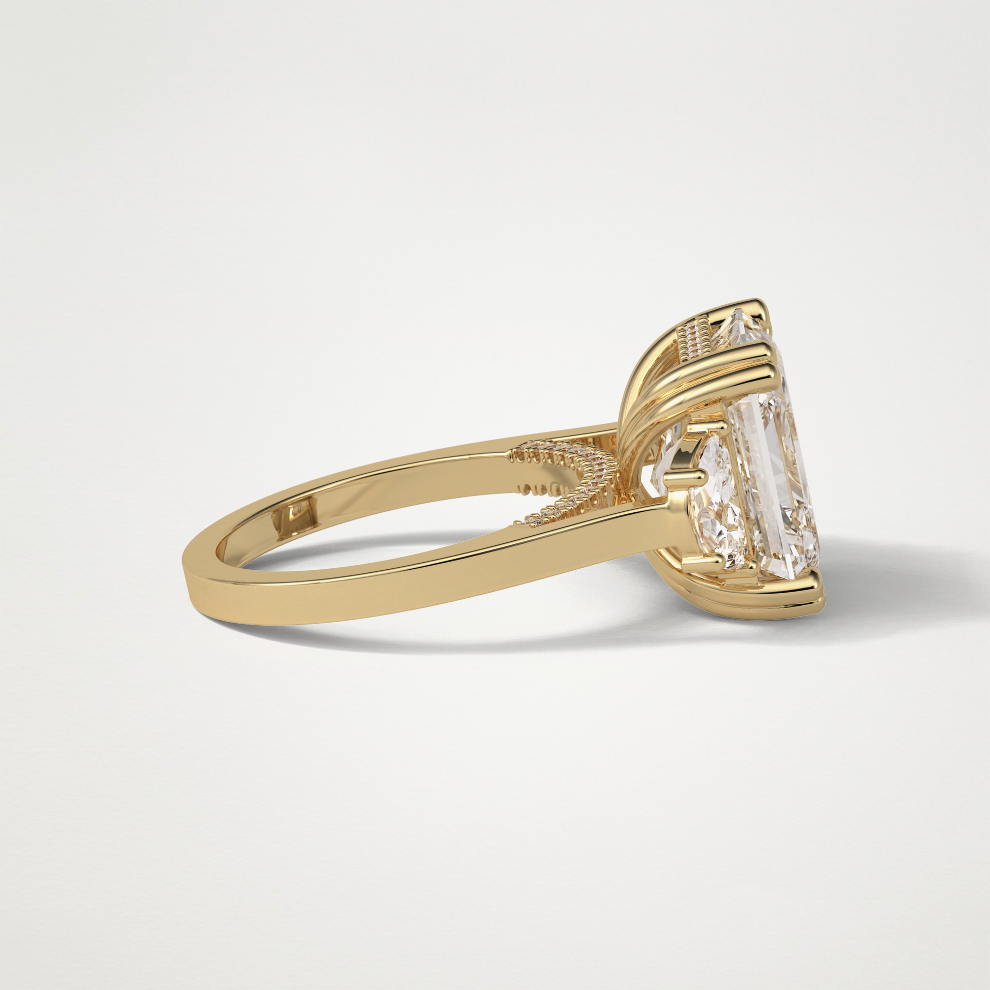 Asscher Three Stones Lab Grown Diamond Engagement Ring