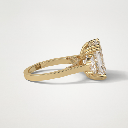 Asscher Three Stones Lab Grown Diamond Engagement Ring