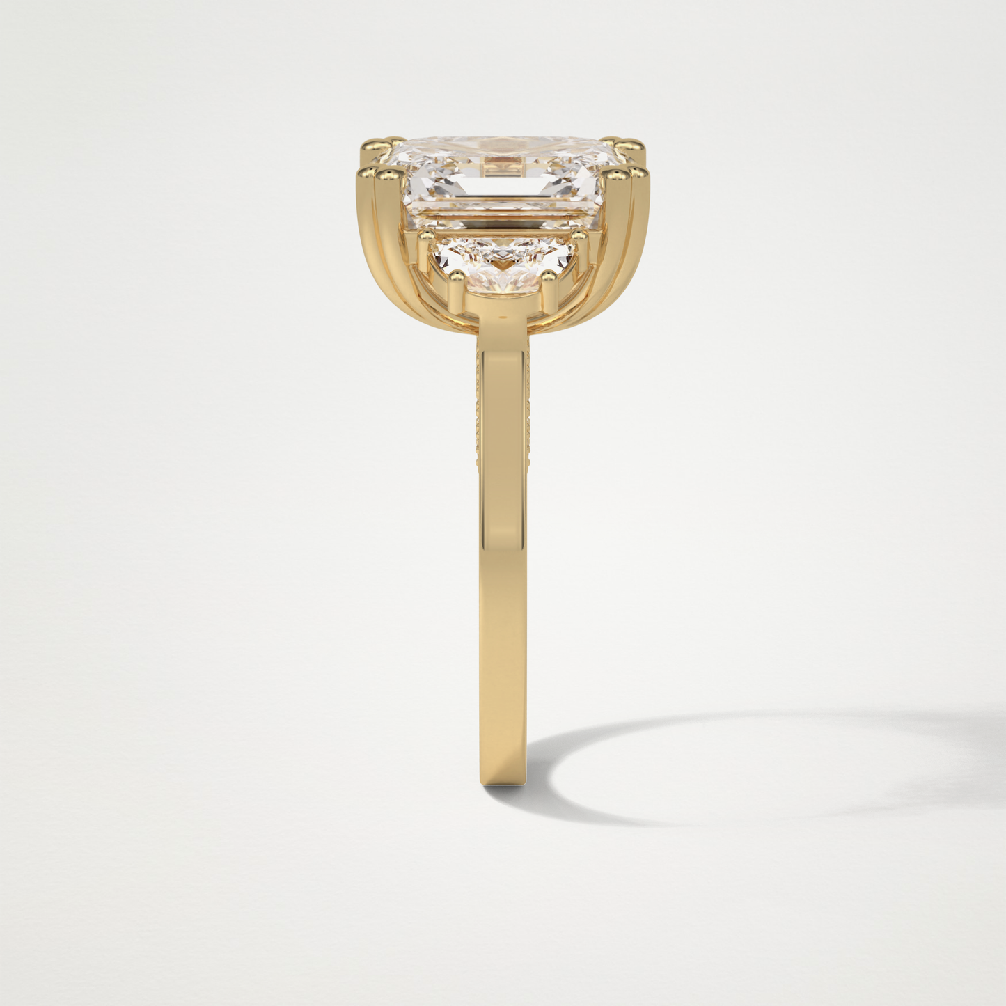 Asscher Three Stones Lab Grown Diamond Engagement Ring