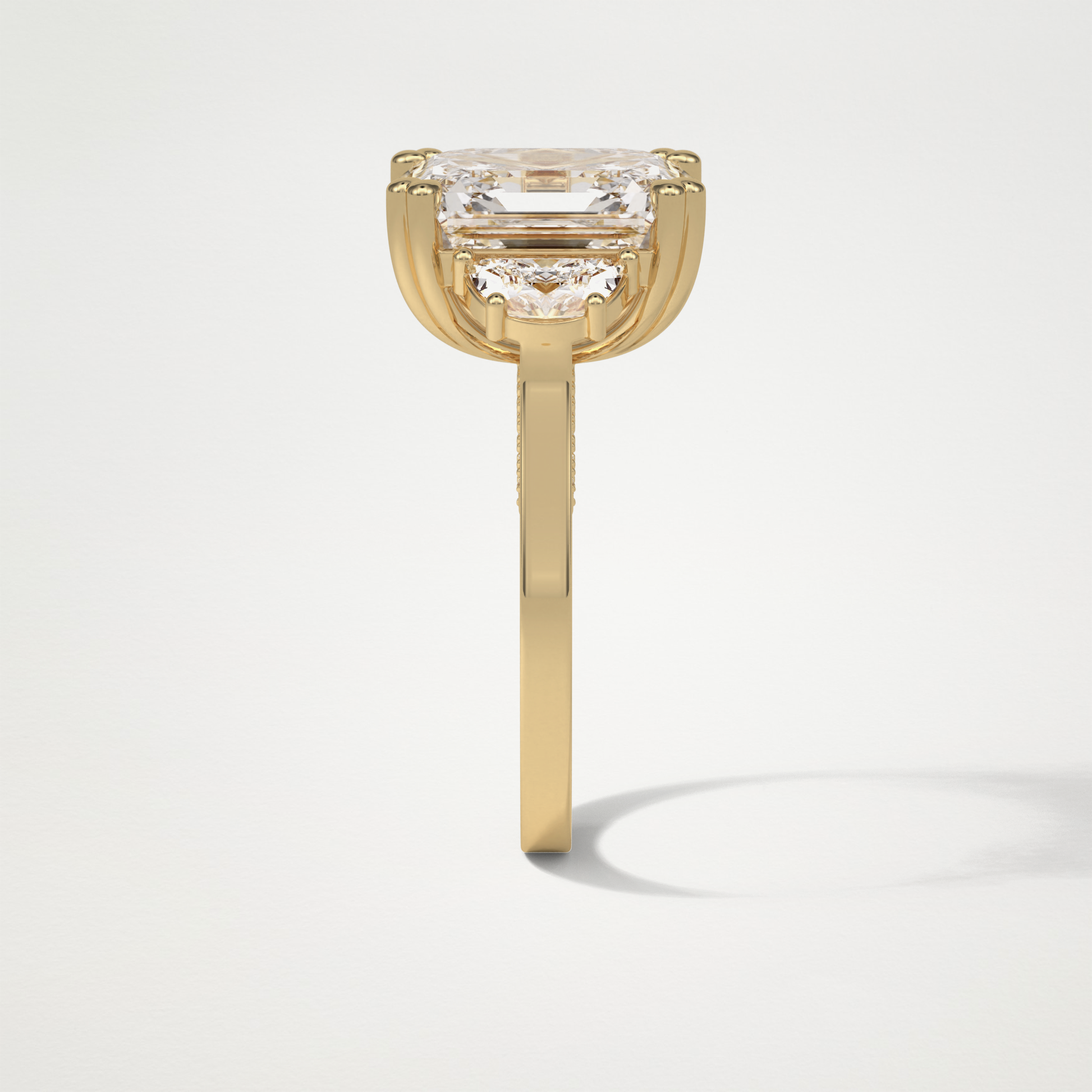 Asscher Three Stones Lab Grown Diamond Engagement Ring