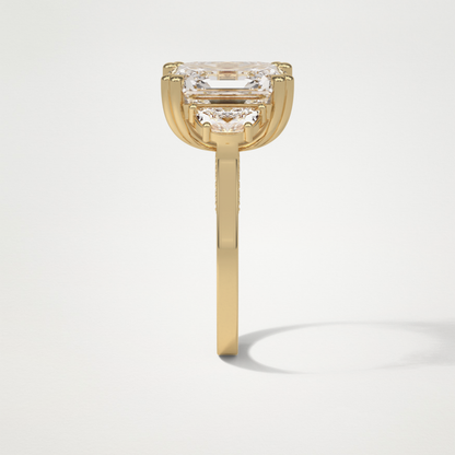 Asscher Three Stones Lab Grown Diamond Engagement Ring