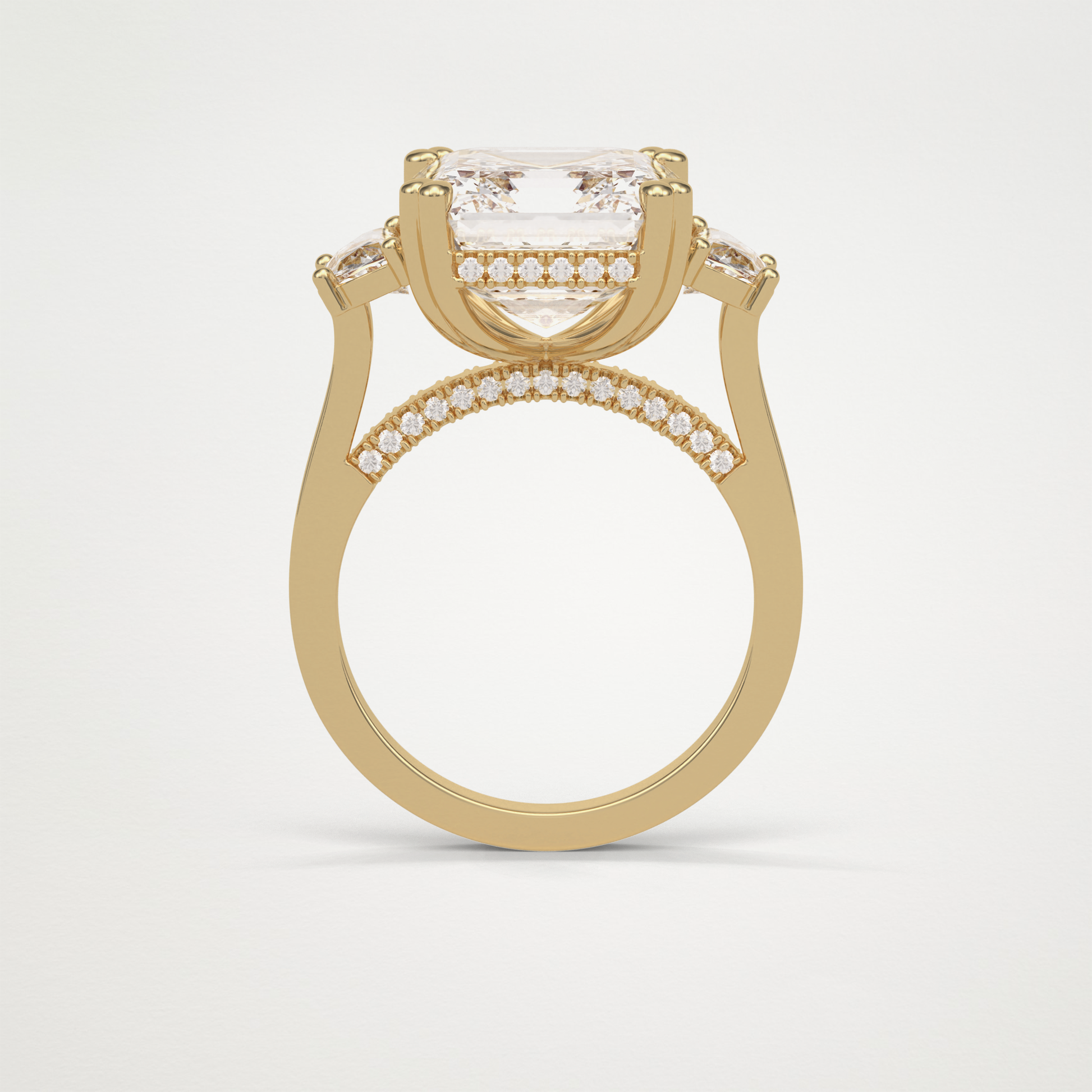 Asscher Three Stones Lab Grown Diamond Engagement Ring