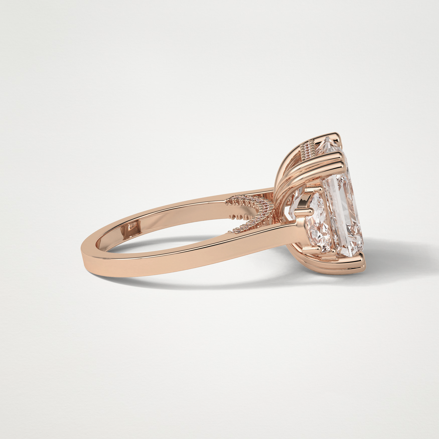 Asscher Three Stones Lab Grown Diamond Engagement Ring