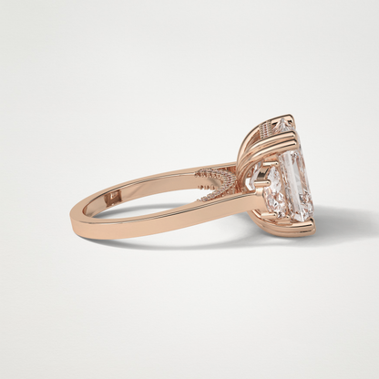 Asscher Three Stones Lab Grown Diamond Engagement Ring