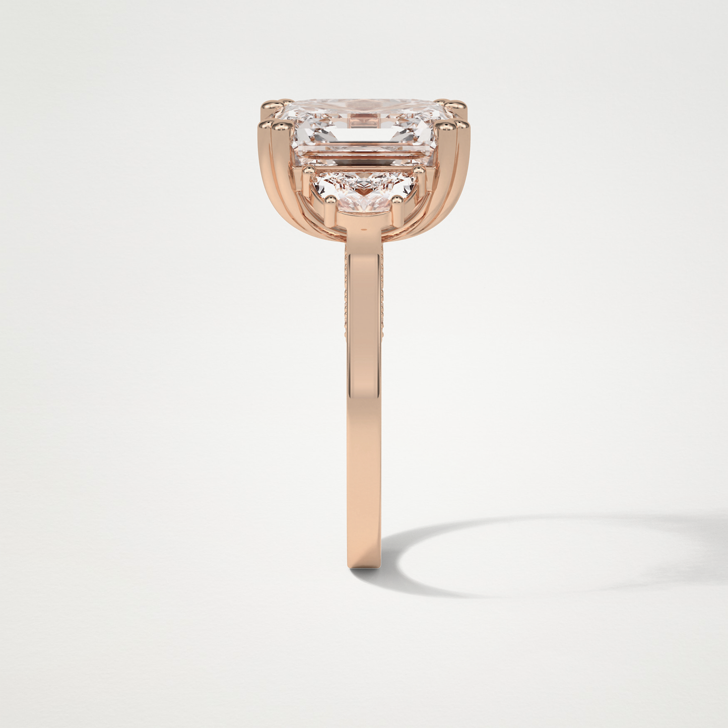 Asscher Three Stones Lab Grown Diamond Engagement Ring