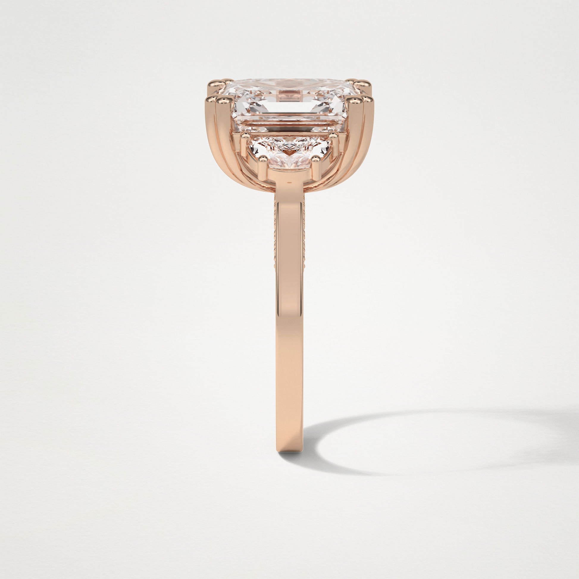 Asscher Three Stones Lab Grown Diamond Engagement Ring