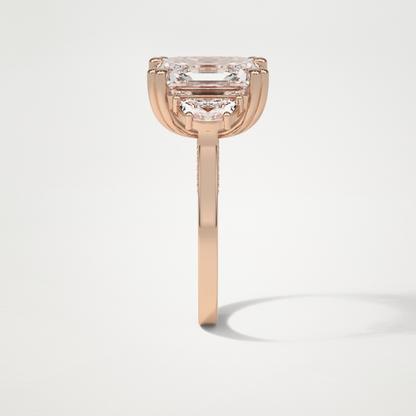 Asscher Three Stones Lab Grown Diamond Engagement Ring
