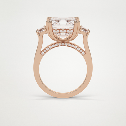Asscher Three Stones Lab Grown Diamond Engagement Ring