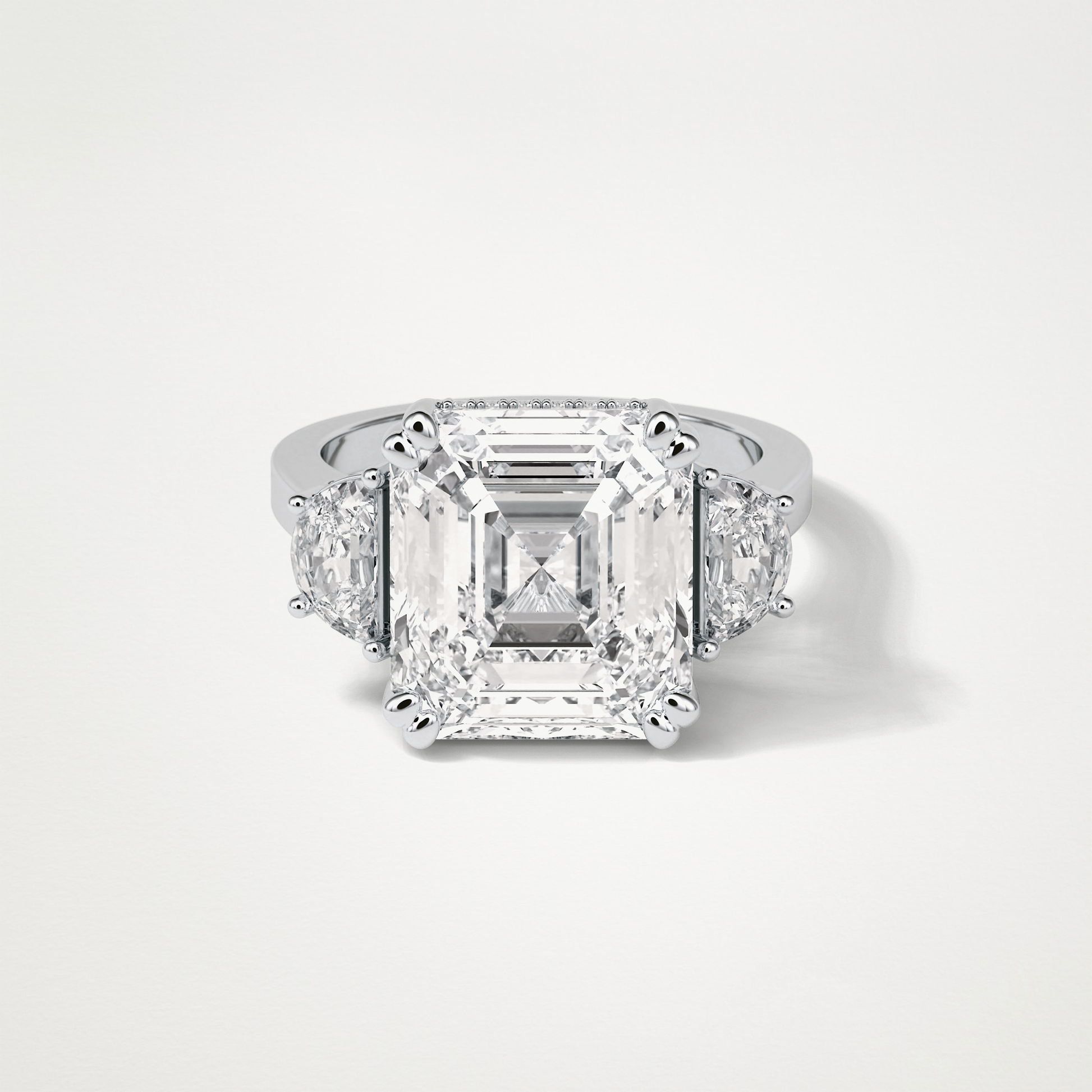 Asscher Three Stones Lab Grown Diamond Engagement Ring