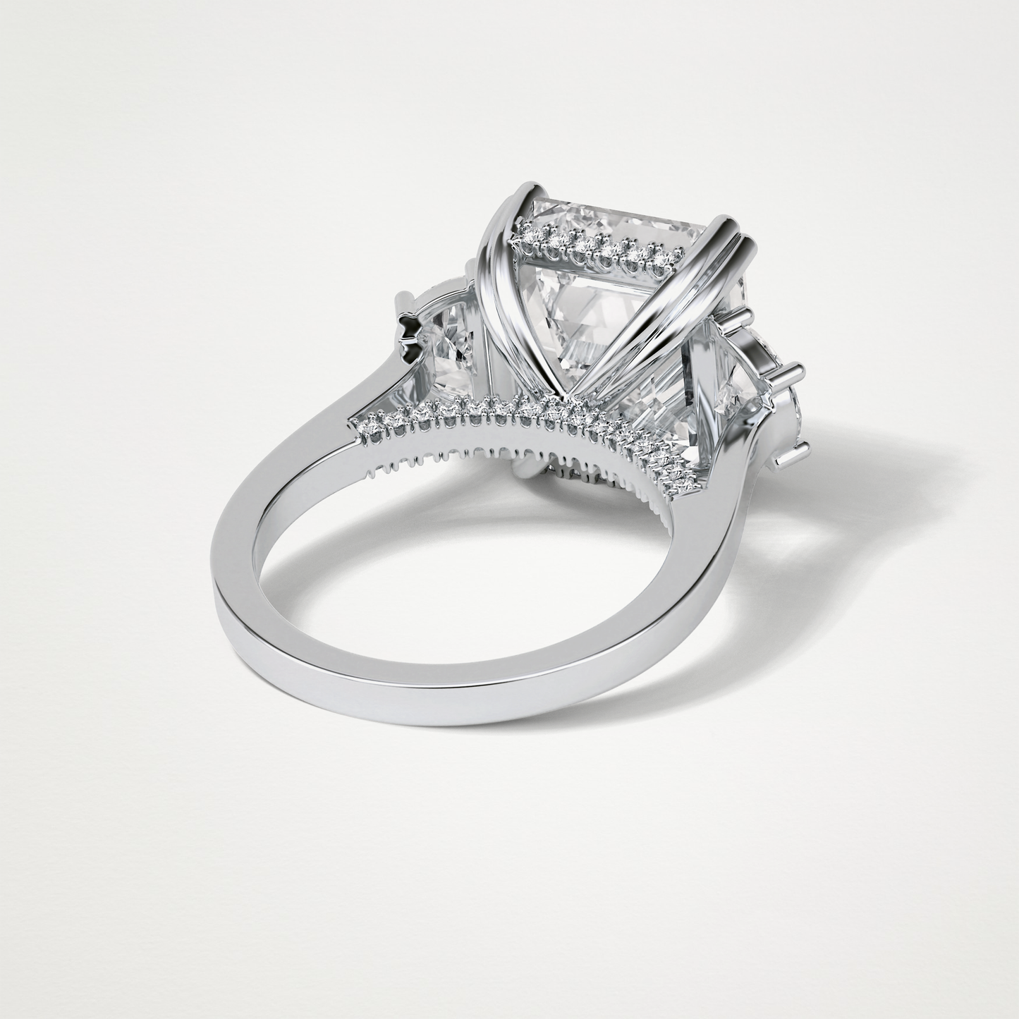 Asscher Three Stones Lab Grown Diamond Engagement Ring